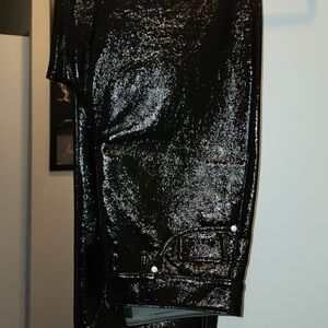 NWOT EXPRESS FAUX PATENT LEATHER PANTS BLACK SIZE 8 REGULAR LENGTH